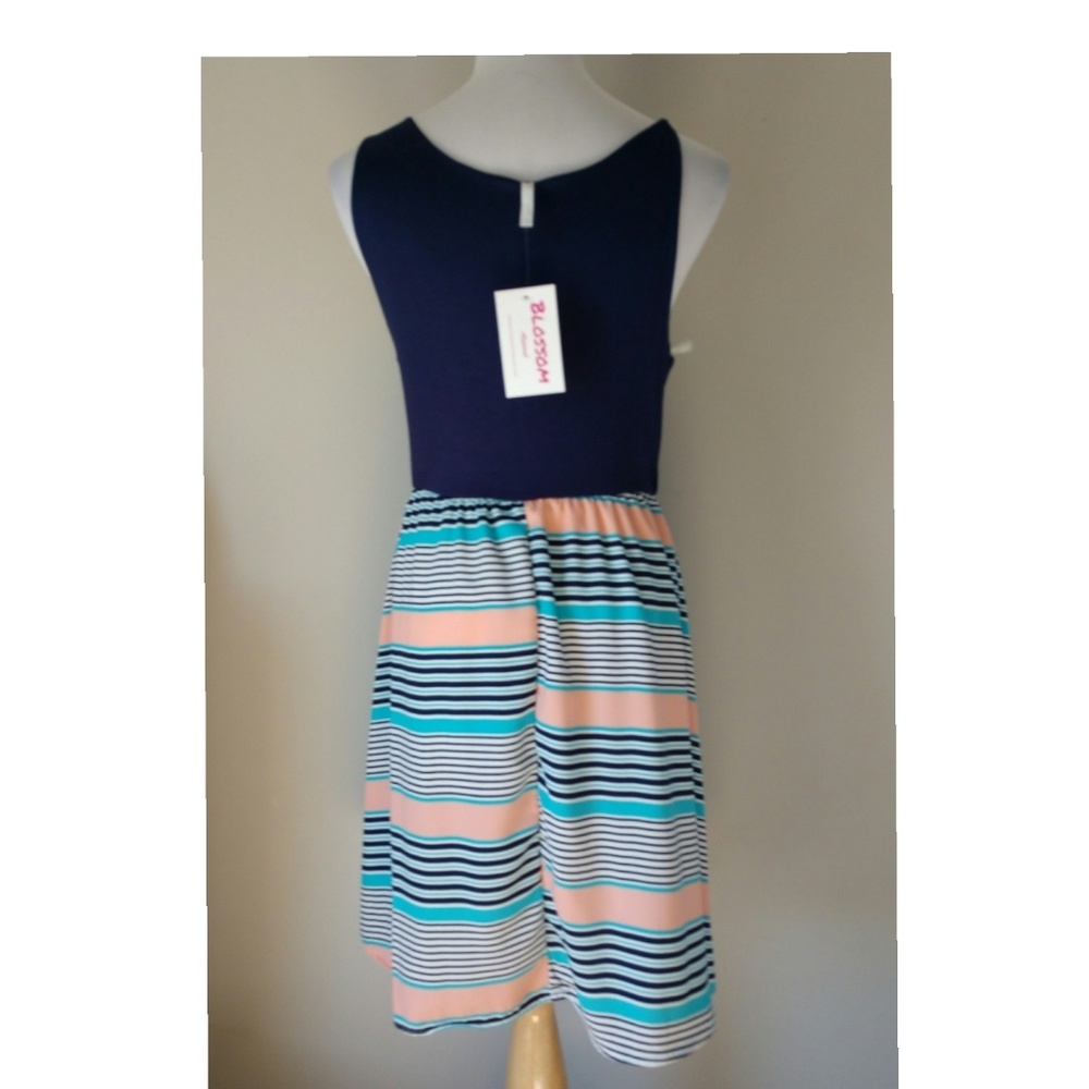 Navy & Striped Dress - Picture 2 of 8